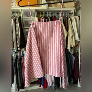 Leith Pink and White Striped Asymmetrical Spaghetti Strap Top